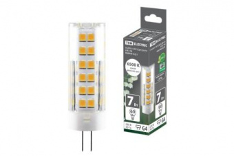 Лампа светодиодная G4-7 Вт-230 В-6500 К, SMD, 18,5x57 мм TDM